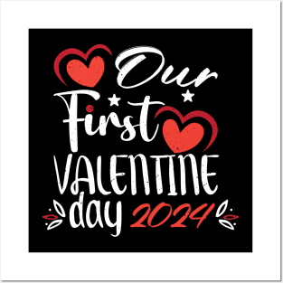 Our First Valentines Day Together 2024 Matching Couple Posters and Art